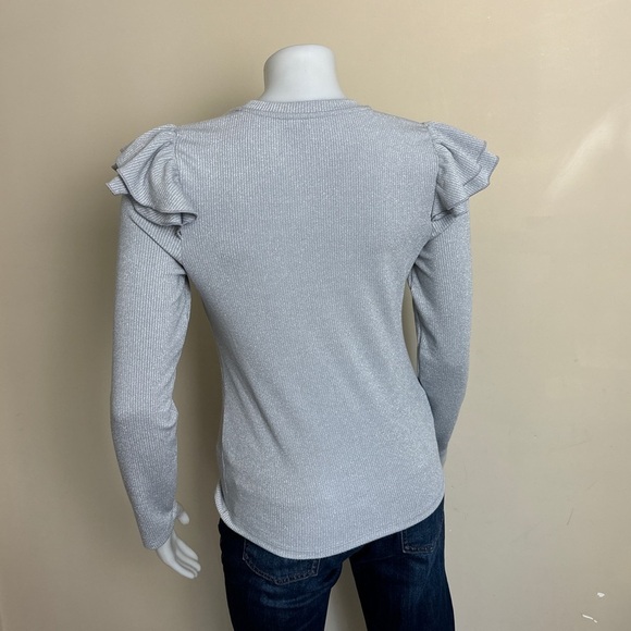 GAP - ribbed silver shine & ruffle longsleeve Medium - p2p is 18". - Picture 8 of 8